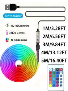 Dải đèn neon hồng ngoại RGB 1m/2m/3 mét/4m/5m, dải đèn LED silicon dẻo chống thấm nước, đèn trang trí không gian có điều khiển từ xa, đèn đổi màu cho trang trí Giáng sinh trong nhà/ngoài trời, điều khiển từ xa 24 phím và ứng dụng, thích hợp cho trang trí nhà cửa và dải đèn dẻo cho cảnh tuyết. - ánh sáng đa sắc - Xem 12