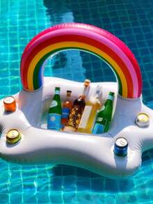 2个装充气彩虹云朵造型漂浮饮料/沙拉盘，饮料杯架，水瓶托盘 - 彩色 - 查看 5