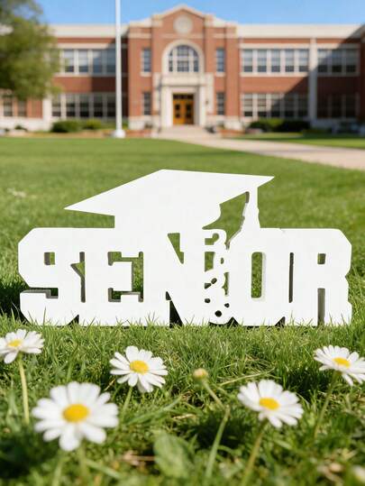 1pc White Graduation Themed Desktop Decor, Graduation Party Prop, Home Decor, Indoor/Outdoor Decoration, Graduation Gift For Friends, Home Decor, Graduation Gift, Desktop Accessory