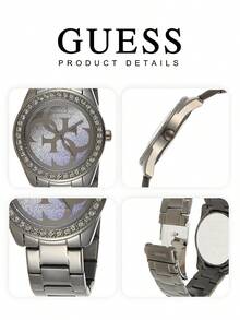 Đồng hồ nữ Guess, máy quartz, vỏ và dây đeo bằng thép không gỉ, chống nước, phù hợp cho các dịp và sự kiện hàng ngày W1201L1 - Bạc - Xem 9