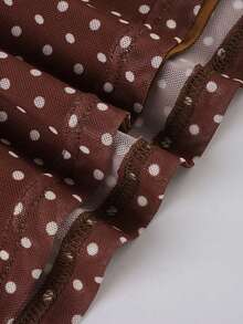 女士性感吊带波点度假连衣裙，优雅大方 - 棕色 - 查看 4