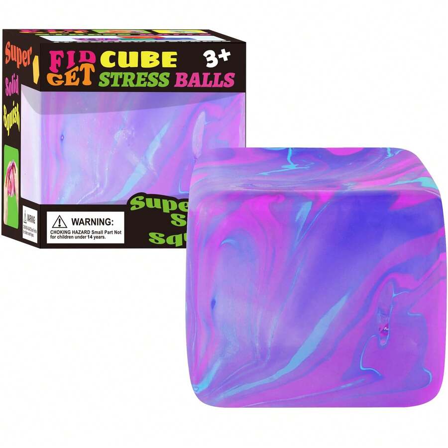 Fidget Toys Squishy Stress Cube, Stress Balls For Kids Adults Squishies Stress Relief, Ice Squishy Cube Sugar Balls, Sensory Toys For Kids With Autism, Fidgets For Classroom Prize Toys (Pink) - 紫色 - 查看 1