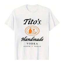 Tops Women Summer100% Cotton Unisex Tito's Handmade Vodka Graphic T - ShirtLoose And Comfortabletrending - màu đen - Xem 6