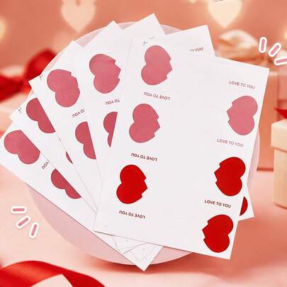 60pcs Heart-Shaped Stickers/Labels Suitable For Bakery Bread Baguette Product Sealing Packaging Labels, Baking Sealing Stickers, Dessert Packaging Labels, Free Gift Stickers, Gift Packaging Sealing Decorative Stickers, Round Decorative Stickers, Graduation Decorations, Bridesmaid Gifts, Wedding Stickers Scrapbook Supplies Scrapbooking