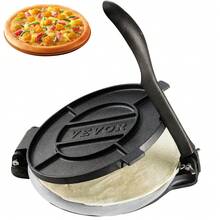 Pressa per tortillas, Macchina per tortillas e roti da 8 pollici, Pressa in ghisa resistente, Pataconera pre-stagionata con 100 fogli di carta pergamena, Macchina per impasto per tortillas di farina, Tawa, Argento - nero - Visualizzare 6