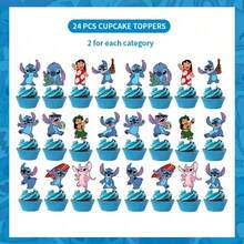 Disney Lilo & Stitch Themed Cake Topper Cupcake Toppers Set, Stitch Happy Birthday Cake Topper With Stitch Lilo Character Cupcake Picks For Birthday Party Decorations - Multicolor - View 6