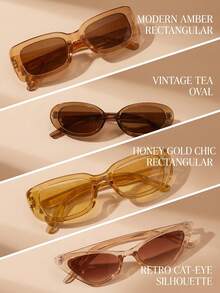 4 piezas Gafas de moda retro ovaladas para adolescentes, uso versátil diario y accesorio para fotos, adecuado para adolescentes - Multicolor - Ver 2