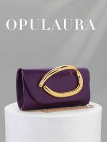 OpulAura Retro Solid Color Clutch Bag, Versatile Mini Purse, Fashionable PU Leather Handbag Suitable For Weddings, Parties, Galas, Dinners And Other Occasions - Purple - View 2