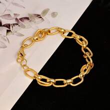 1pc Fashionable Gold Bead Bracelet/Hip-Hop Style Thick Chain Bracelet - A Bracelet Suitable For Both Men And Women, Everyday Wearable Jewelry. - Gold - View 6
