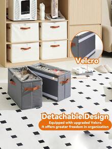 2pcs Foldable Shoe Storage Bags With Transparent Cover And Fixed Divider, Stackable Fabric Closet Shoe Organizer Boxes, Space Saving Multipurpose Design Fits 8 Or 16 Pairs, Ideal For Dorm Entryway And Closet, Mother's Day, Dark Grey - View 7