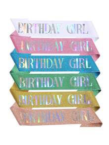 1条女士生日缎带，奢华材质，双层生日女孩缎带，女士生日派对缎带，闪亮生日缎带，带别针的生日缎带，生日快乐派对缎带，适合女士生日派对，生日缎带小礼物 - 多色 - 查看 1