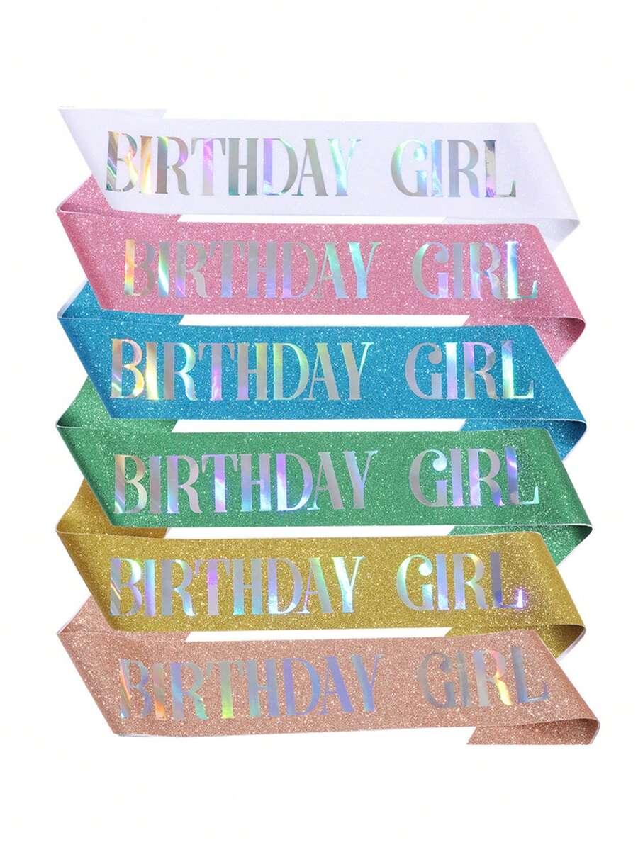 1条女士生日缎带，奢华材质，双层生日女孩缎带，女士生日派对缎带，闪亮生日缎带，带别针的生日缎带，生日快乐派对缎带，适合女士生日派对，生日缎带小礼物 - 多色 - 查看 1