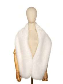 SGIAWETA-1PC Fluffy Faux Fur Warm Shawls And Wraps Evening Dresses, Large Soft Plush Wedding Shawl Party,Mother And Wife-Birthdaygift - trắng - Xem 6