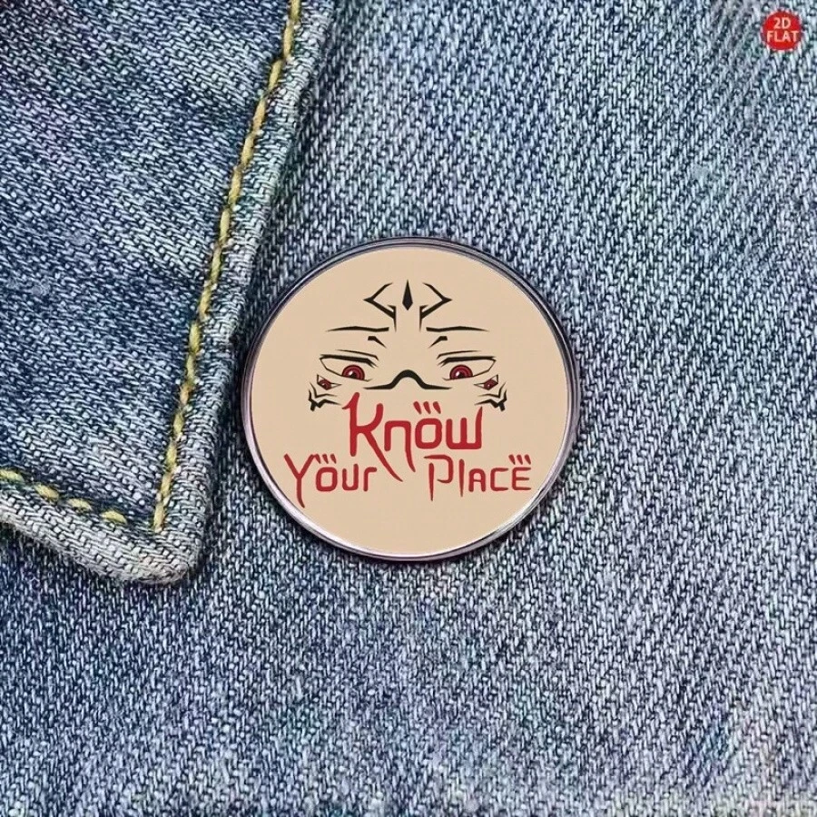 1pc Anime King Of Curses Enamel Pin, "Know Your Place" Dark Fantasy Villain Lapel Pin Brooch Badge For Backpack - A - View 1