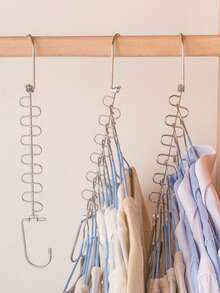 3pcs/Set 2-In-1 Multi-Function Clothes Hanger, Sturdy Thick Hanger Holds Up To 12 Garments, Suitable For Wardrobe, Closet Storage - Silver - View 4