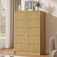 BVFUKA 5 Drawer Dresser, 32 Inch Wide Chest With Gold Handles For Bedroom Living Room Office - Natural Oak - View 1