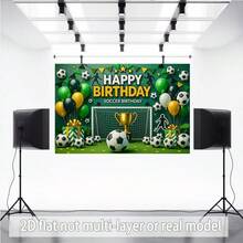 2D Piatto 1 pezzo Sfondo in Poliestere per Compleanno di Calcio per Ragazzi, Palloncino Trofeo Porta da Calcio, Sfondo Fotografico con Silhouette Sportiva, Uso Interno/Esterno, Perfetto per Festa di Compleanno a Tema Calcio per Ragazzi, Celebrazione di Compleanno per Appassionati di Sport, Decorazione Tavolo dei Dolci, Fotografia di Compleanno, Disponibile in Più Dimensioni - A - Visualizzare 9
