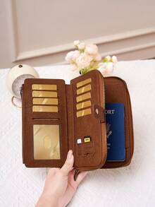 Ví đựng thẻ CHARM INFINITE thời trang tối giản có khóa kéo, ví nữ chống RFID mới, ví dài nhiều lớp dung lượng lớn có khóa kéo và dây đeo cổ tay, ví đa năng đựng hộ chiếu, vé máy bay, thẻ tín dụng, tiền mặt, tiền xu, chìa khóa, ví đựng tiền xu siêu mỏng nhẹ dùng hàng ngày. - Nhiều màu - Xem 10