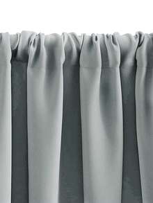 1pc High Blackout Solid Color Curtain Fabric, UV-Resistant Polyester With Rod Pocket Top Design, Easy To Hang, Year-Round Blackout, Suitable For Kitchen, Living Room, Office Decoration - Light Grey - View 6