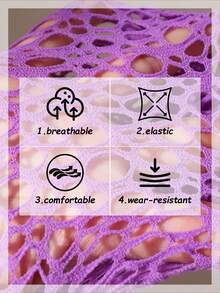 1 đôi tất lưới co giãn cao cấp họa tiết vảy cá dành cho nữ, màu tím, cạp cao, không bó sát, phù hợp với trang phục theo phong cách văn hóa đặc biệt. - Nhiều màu - Xem 4