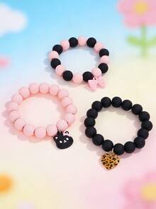 3pcs/Set Rainbow Meteor Cloud Unicorn Ice Cream Lollipop Pendant, Colorful Lacquered Beads Children Beaded Bracelet - Multicolor - View 6