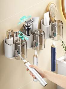Giá treo bàn chải đánh răng kèm cốc, không cần khoan, giá đựng bàn chải và cốc đánh răng phòng tắm, kệ đựng đồ, giá đựng bàn chải và cốc đánh răng, cốc súc miệng treo tường, bộ bàn chải và cốc đánh răng không cần khoan, giá đựng bàn chải đánh răng treo tường phòng tắm. - Nhiều màu - Xem 12