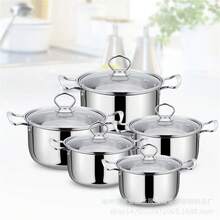10pcs Induction Stainless Steel Cookware Set With Glass Lid - Multi-Size Frying Pans & Soup Pots For Gas & Ceramic Hobs | For Home Kitchen & Camping - Silver - View 4