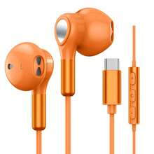 带麦克风和音量控制的 USB-C 有线耳机，兼容 Galaxy S24、S23 Ultra、S22、S21 FE、S20、A54、A53、16、15 Pro Max Plus Pro、Pixel 8、7、6a - 橘色 - 查看 10