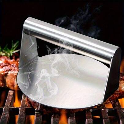 6-Inch Stainless Steel Hamburger Patty Maker - Non-Stick Surface For Making Perfect Beef Burgers, Sliders And Patties. Features Ergonomic Handle And Flat Surface For Even Pressing Of Meat.