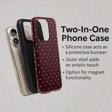Red Base Pink Polka Dot Phone Case, Cute Y2K Style. Compatible With IPhone 17, 16, 15, 14, 13, 12, 11 Pro Max Plus Models,International Version, Not The Domestic Version - Nền đỏ với chấm hồng - Xem 6