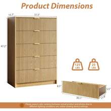 BVFUKA 5 Drawer Dresser, 32 Inch Wide Chest With Gold Handles For Bedroom Living Room Office - Natural Oak - View 3