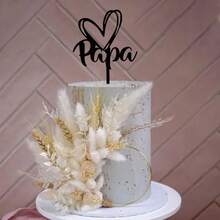 3pcs/1pc Gold & Black Acrylic "Papá" Happy Father's Day Cake Topper, Suitable For Father's Day Birthday Theme Party DIY Cake Decorations - Multicolor - View 6