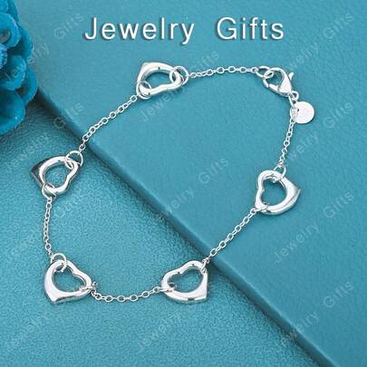 Pulsera de plata de ley 925 con cadena de corazón romántica y elegante, joyería de marca de lujo para mujer, accesorios de boda, regalos para fiestas