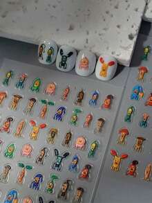 1 Sheet Japanese And Korean Style Cartoon Cute Forest Bell Family Nail Stickers DIY Stationery Diary Planner Stickers Scrapbook Notebook Decorative Stickers Gift - Multicolor - View 1