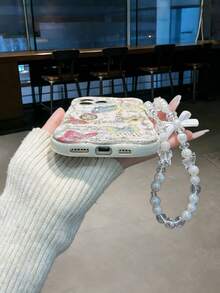蝴蝶图案奶油色波浪边米色可拆卸手链时尚简约加厚防摔手机保护壳，适用于 17/17 Pro、15 Pro Max、16/16 Pro/16 Pro Max、16 Plus、15 XR/7/8、15 Pro Max、12 Pro Max、13 Pro Max、14 Pro Max、13/14/11/12/14等机型。 - 彩色 - 查看 4