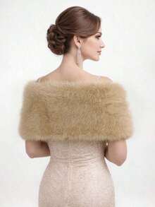SGIAWETA-1PC Fluffy Faux Fur Warm Shawls And Wraps Evening Dresses, Large Soft Plush Wedding Shawl Party,Mother And Wife-Birthdaygift - trắng - Xem 11