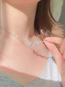 Dây chuyền tên đính kim cương theo yêu cầu, Dây chuyền tên lấp lánh, Dây chuyền cá nhân hóa, Dây chuyền tên vàng, Quà tặng Ngày của Mẹ, Quà tặng trang sức thiết kế riêng cho phái nữ - Dây chuyền kim cương nguyên khối kiểu 3 - Xem 6