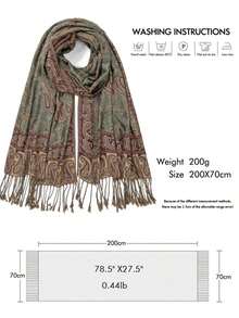 1pc Bohemian Style Scarf, Tasseled Headband, Fashionable Retro Paisley Pattern Headscarf, Casual Elegant Sunscreen Scarf Shawl, Suitable For Daily Wear And Holiday Gifts - Màu xanh lam - Xem 4