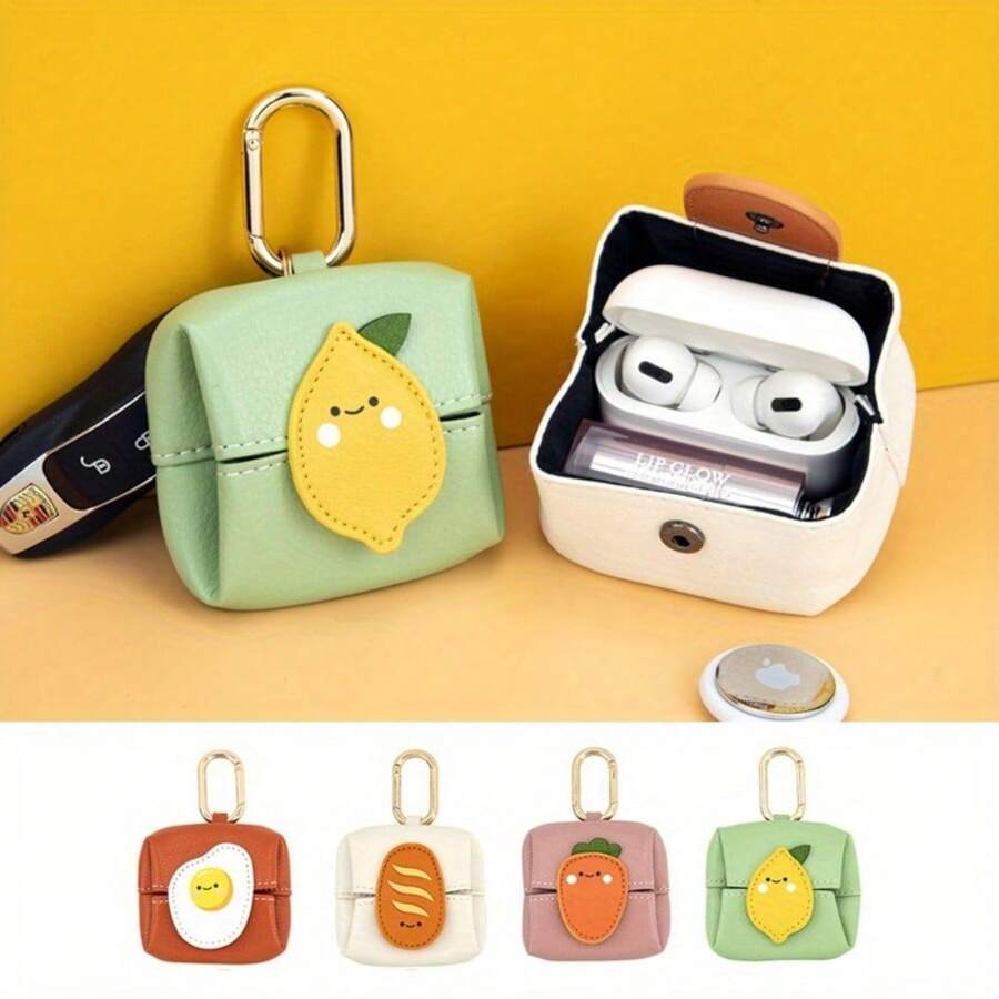 1pc Super Fiber Cute Fruit & Vegetable Shaped Bluetooth Earphone Case, Fits And Multiple Bluetooth Earphone Charging Cases, Suitable For Young Women, Students And Fashionable People Who Like Cute Style