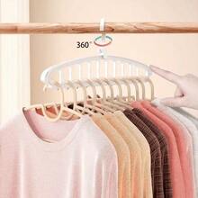 11-Slot Foldable Clothes Rack, Multi-Functional Non-Slip Plastic Portable Wardrobe Storage System, 3.2 Cubic Feet Enclosed Storage Capacity - Lightweight (1/2pcs), Bedroom, Storage Rack, Home Organization - Multicolor - View 6