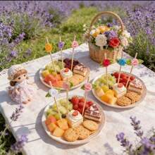 20/50/100 piezas Palillos con forma de flor de rosa de bambú, de 4.7 pulgadas de largo, elegantes palillos de bambú, adecuados para aperitivos, pinchos de fruta, decoraciones de boda, fiestas del Día de San Valentín, alimentos, bebidas y pinchos de fruta, ceremonias de graduación del Día de la Madre y otras ocasiones. - Blanco - Ver 5