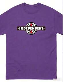 Independent Trucks Retro 90s Skateboard Graphic T-Shirt - White Crew Neck Tee With Black & Brown Emblem Print,Washable For Men, Teens, Skate Culture - 紫色 - 查看 1