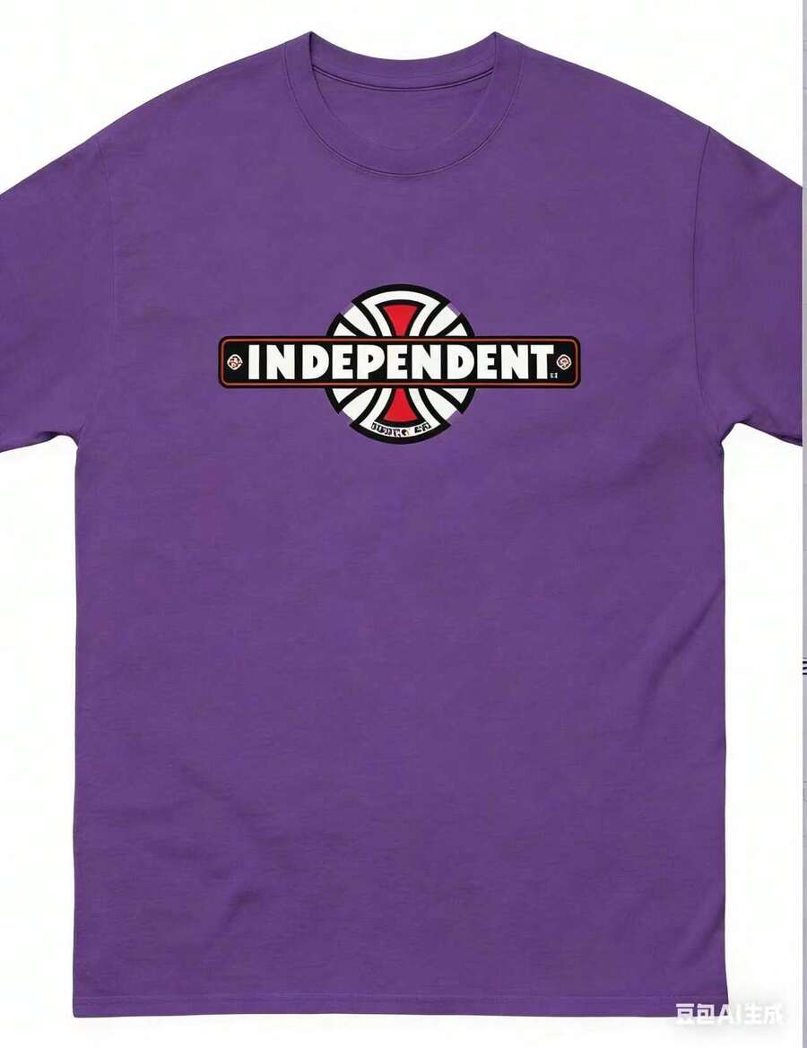 Independent Trucks Retro 90s Skateboard Graphic T-Shirt - White Crew Neck Tee With Black & Brown Emblem Print,Washable For Men, Teens, Skate Culture - 紫色 - 查看 1