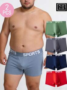 2 piezas de calzoncillos tipo bóxer para hombre talla grande, transpirables, cómodos, color aleatorio - Multicolor - Ver 1