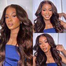 Tóc giả gợn sóng Body Wave 4x4 5x5 13x4 13x6 màu nâu sô cô la HD Lace Front Wigs mật độ 200%, dễ dàng đội vào, đã cắt sẵn 4*4 5*5, phần ren phía trước trong suốt không cần keo, đã tỉa sẵn các nút thắt và tẩy trắng, kiểu tóc bob ngắn gợn sóng, sợi tổng hợp chịu nhiệt pha trộn với tóc người, dành cho nữ, có tóc con. Có sẵn phần ren đã cắt sẵn cho kích thước 4x4 5x5 màu nâu sô cô la, cỡ 4#, dài từ 8-36 inch. - màu nâu - Xem 8