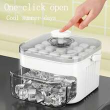 Bandeja de doble capa, de plástico resistente, bandeja de almacenamiento para refrigerador, adecuada para café, jugo, bebidas frías - ideal para almacenamiento en el refrigerador de fiestas y campamentos al aire libre, artículo esencial para campamentos al aire libre, cocina moderna, bandeja de enfriamiento de jugo, enfriamiento de bebidas, fabricante de hielo de doble capa, fabricante reutilizable, organizador de refrigerador, molde de un solo paquete con gran capacidad, adecuado para refrigeradores pequeños, viene con tapa. Este recipiente de almacenamiento de doble capa permite el apilamiento. - Ver 10