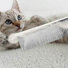 Bộ 2 lược chải lông thú cưng bằng thép không gỉ đầu tròn, lược đa chức năng gỡ rối, dụng cụ chải lông nhẹ nhàng cho mèo, chó, thỏ và mọi loại thú cưng có lông. - Xem 8