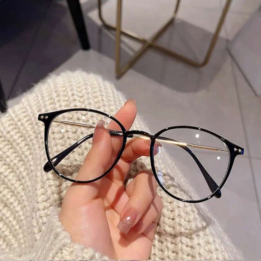 1 chiếc kính thời trang nữ tối giản, mang phong cách nghệ thuật, tạo vẻ ngoài tự nhiên tôn dáng. - màu đen - Xem 1