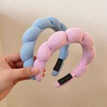 1pc Cloud Bubble Headband, Braided Sponge Hair Hoop For Women, High-End Towel Cloth Headband With Widened Fluffy Structure To Create Illusion Of Higher Hairline, Suitable For Daily Face Washing, Makeup, And Masking To Fix Flyaway Hair Travel Accessories Hair Band Diadema - Multicolor - View 2