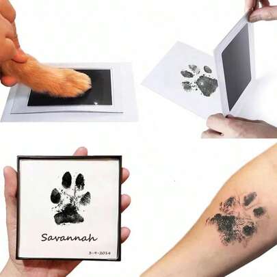 2-Piece Pet Paw/Nose Print Kit - Paw Print Stamp Set For Dogs & Cats | Pet Hand/Foot Print Ink Pad | DIY Pet Souvenir For Photo Albums | Dog & Cat Paw Print Keepsake Kit